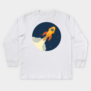 Space rocket launch, ship. Kids Long Sleeve T-Shirt